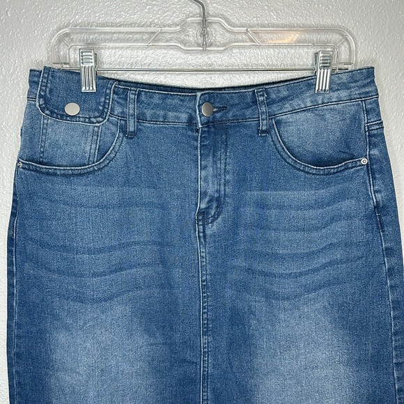 ALLEGRA K Denim Midi Stretch Skirt Size Large NWT - Picture 3 of 8